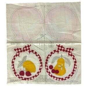Vintage WonderArt Fruit Design Pot Holder Cut and Sew Fabric Panel Craft Project